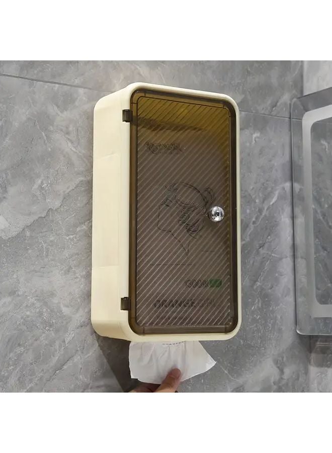 Yellow Modern Wall Mounted Tissue Box Punch Free Flat Door Design Plastic Bathroom Storage - Image 5